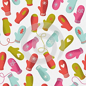 Winter Mittens Seamless Vector Pattern