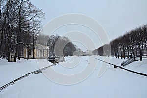 Winter Moika river in St. Petersburg, Russia