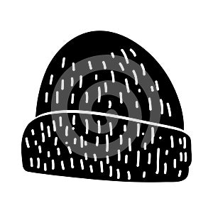 Winter Monochrome Knitted Hat Doodle Silhouette