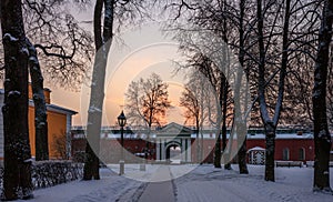 Winter morning inside Peter and Paul fortress in Saint-Petersburg