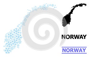 Winter Mosaic Map of Norway with Snow Flakes