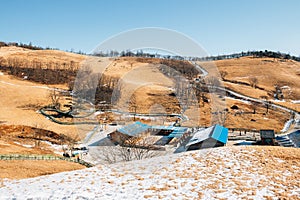 Winter mountain at Daegwallyeong sheep ranch in Pyeongchang, Korea