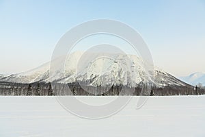 Winter mountain in Kirovsk, the Khibiny mountains