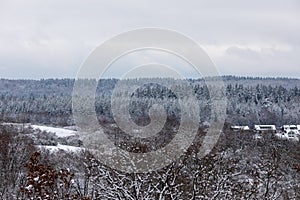 Winter mountain landscape, Forrest in Hessen Germany