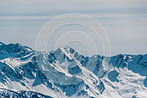 Winter mountain landscape. Krasnaya Polyana, Sochi, Russia