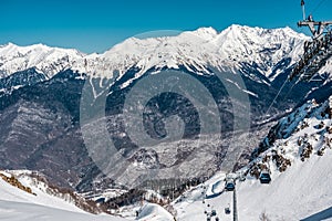 Winter mountain landscape. Krasnaya Polyana, Sochi, Russia