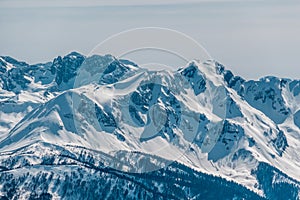 Winter mountain landscape. Krasnaya Polyana, Sochi, Russia