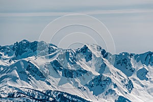 Winter mountain landscape. Krasnaya Polyana, Sochi, Russia