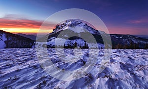 Winter mountain  landscape in Mala Fatra on hill Velky Rozsutec in Slovakia