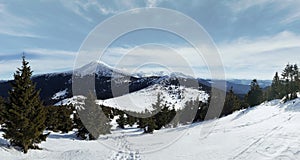 Winter mountain landscape panorama view Ukraine, Carpathian Mountains