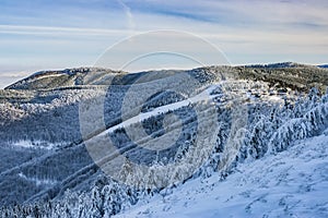Winter mountain landscape Pustevny-Beskydy