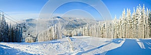 Winter mountain landscape with ski lift