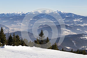 Winter mountain landscape . Ski resort Kubinska Hola; Slovakia.