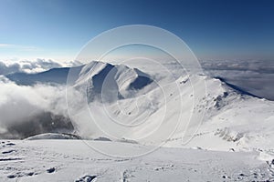 Winter mountain landscape with sun - Slovakia