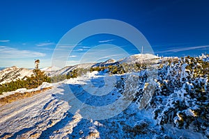 Winter mountain landscape in a sunny day