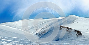 Winter mountain landscape Ukraine, Carpathian Mt`s, Svydovets Range