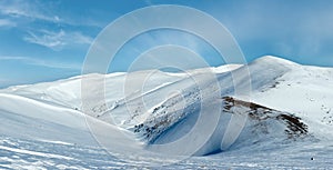 Winter mountain landscape Ukraine, Carpathian Mt`s, Svydovets Range