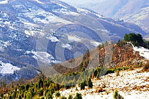 Winter mountain landscape from the viewpoint the Gate of Podrinje