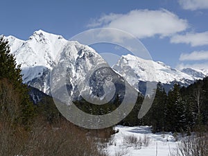 Winter mountain panorama in Seefeld, Tyrol, Austria