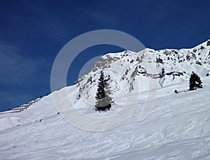 Winter mountain panorama of st. anton am arlberg