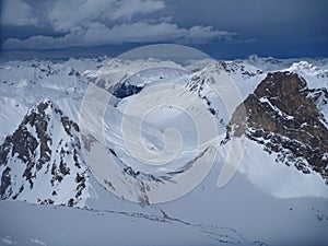 Winter mountain panorama of st. anton am arlberg