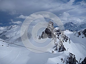 Winter mountain panorama of st. anton am arlberg