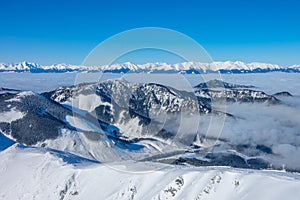 Winter Mountain Peaks in Sunny Weather