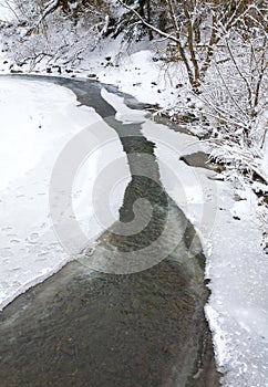 Winter mountain river