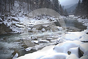 Winter mountain river