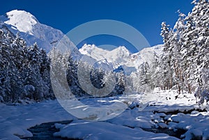 Winter mountain river