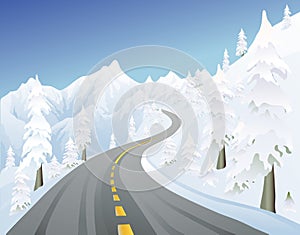 Winter mountain road