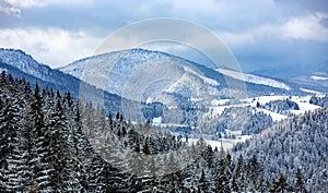 Winter mountain scene in Slovakia