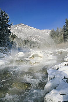 Winter mountain stream.