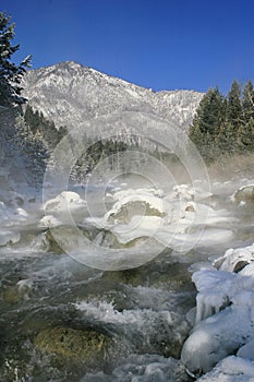 Winter mountain stream.