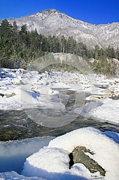 Winter mountain stream.