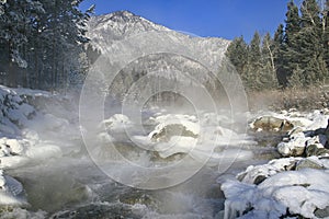 Winter mountain stream.