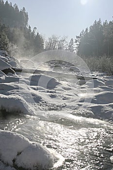 Winter mountain stream.