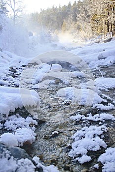 Winter mountain stream.