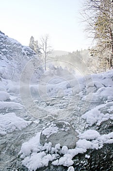 Winter mountain stream.