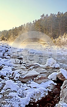 Winter mountain stream.