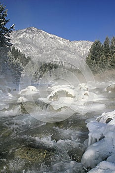 Winter mountain stream.