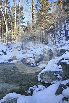 Winter mountain stream.