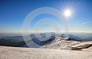 Winter in mountain with sun, Jasna, Slovakia