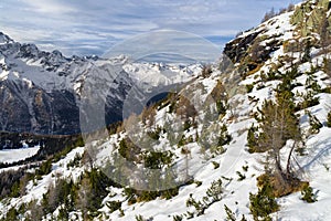 Winter mountain in Valmalenco, Sondrio, Italy photo