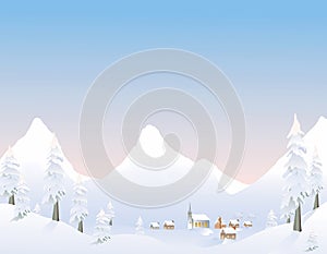 Winter mountain village