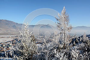 Winter mountain village