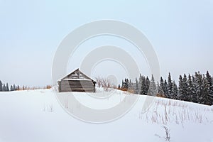 Winter, mountains, home of the shepherds, chalets