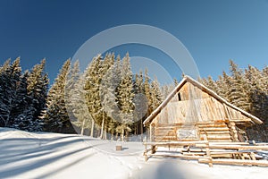 Winter, mountains, home of the shepherds, chalets