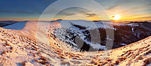 Winter mountains panorama landscape at sunset - Slovakia - Fatra