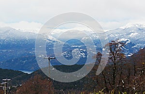 winter mountains postcard